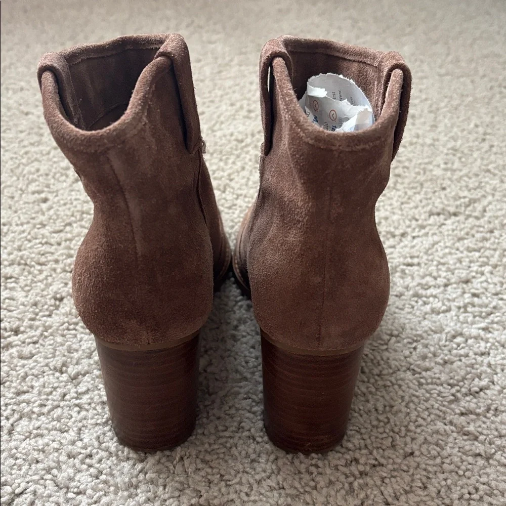 Splendid Lakota Brown Suede Block Heel Ankle Booties- size 9